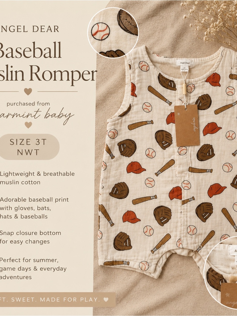 Angel Dear Baby Romper NWT, sz 3T